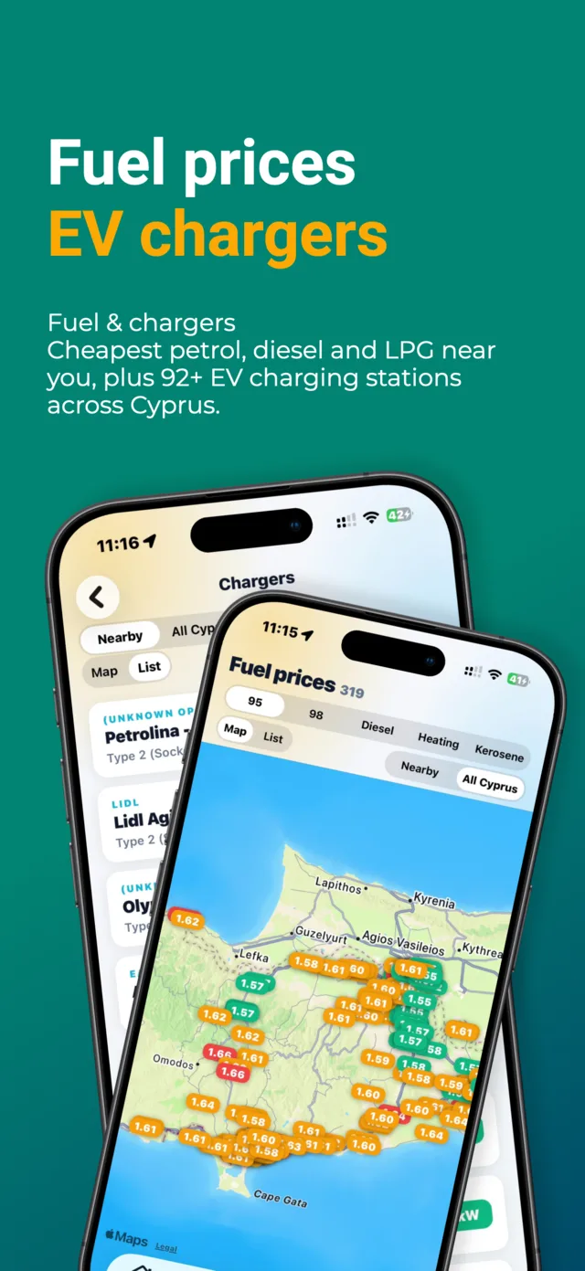 Fuel prices and EV chargers near you